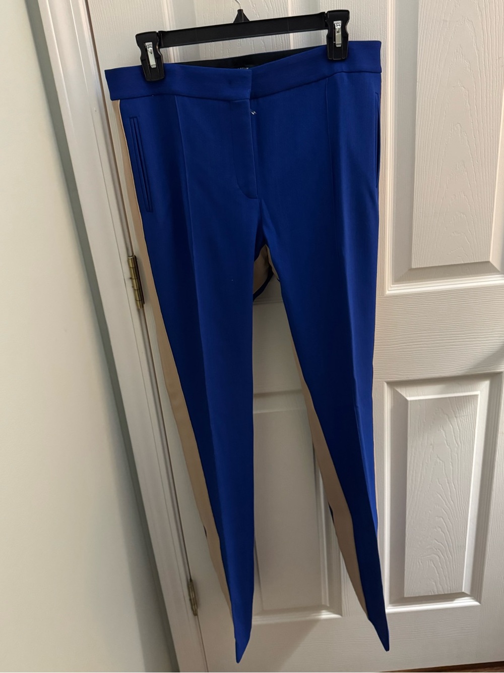 Derek Lam Cobalt Blue Ponte Skinny Pants with Tan Side Panels